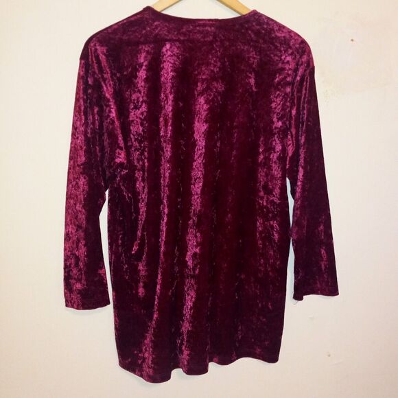 Vintage Visage Velvet Long Sleeve Tunic Blouse-X Large-Lined-Burgundy-90s-Grunge - Picture 4 of 8